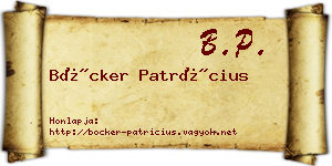 Böcker Patrícius névjegykártya